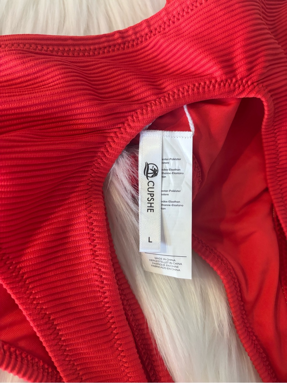 Cupshe Red Ribbed Knot-Front Bikini Top - Picture 4 of 4